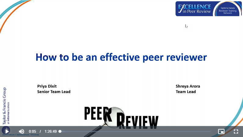 Excellence in Peer Review: How to be an effective Peer Reviewer