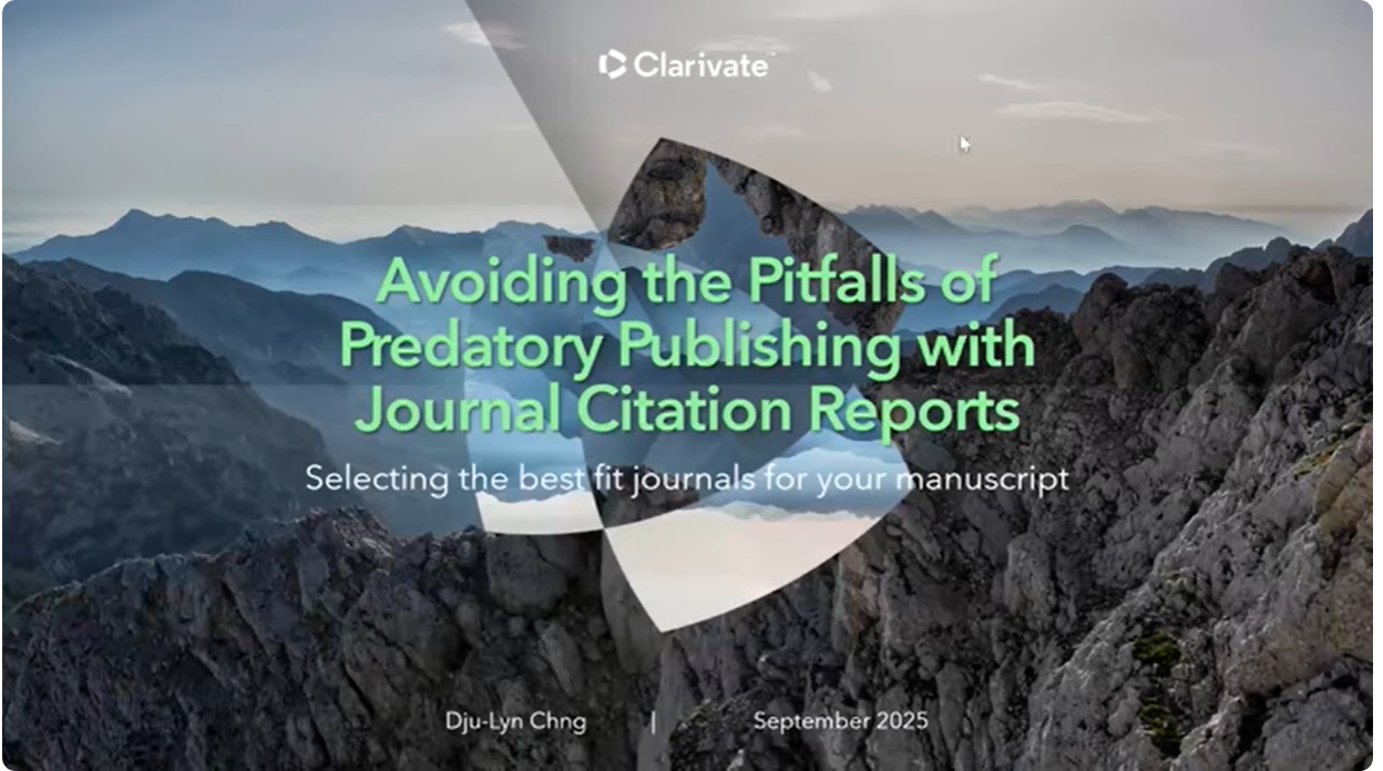 Avoiding the Pitfalls of Predatory Publishing with Journal Citation Reports